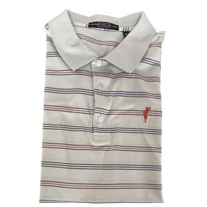 Carnoustie Men's 2XL White Striped‎ Cotton Polo Shirt Short Sleeve Logo